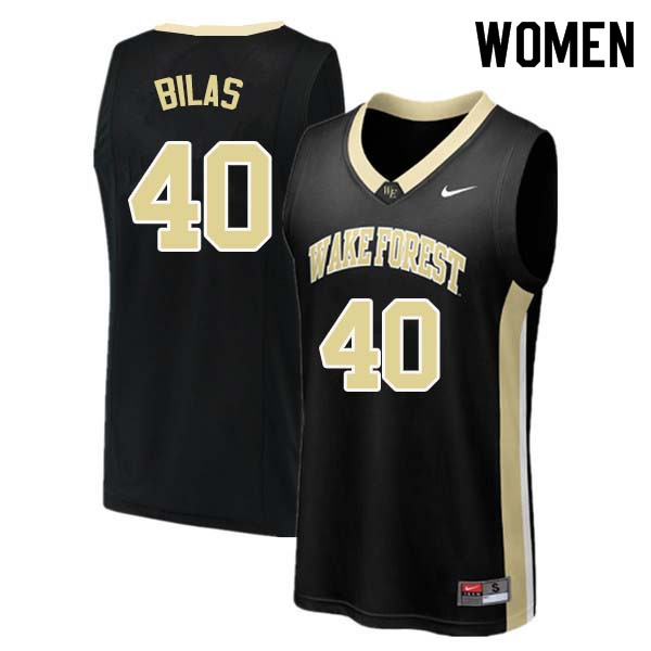 Women #40 Anthony Bilas Wake Forest Demon Deacons College Basketball Jerseys Sale-Black